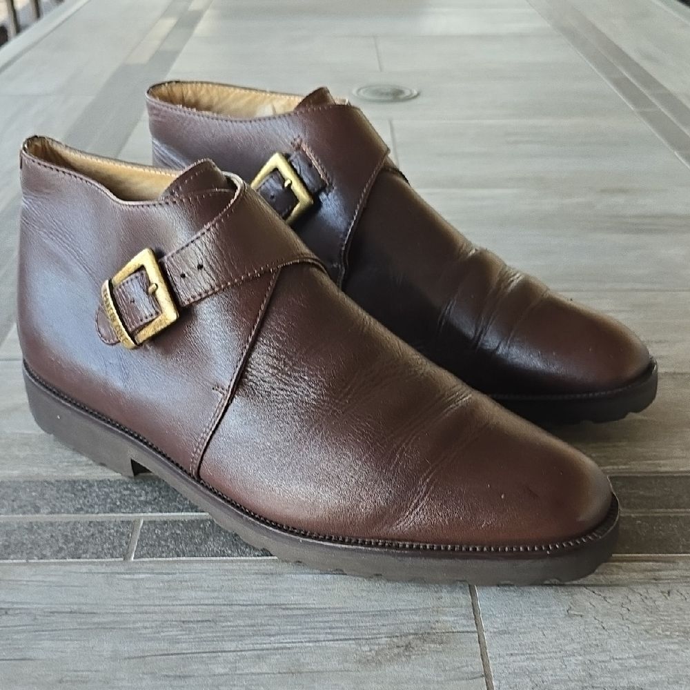 Kenneth Cole Brown Leather Chukka Boots with Buckle